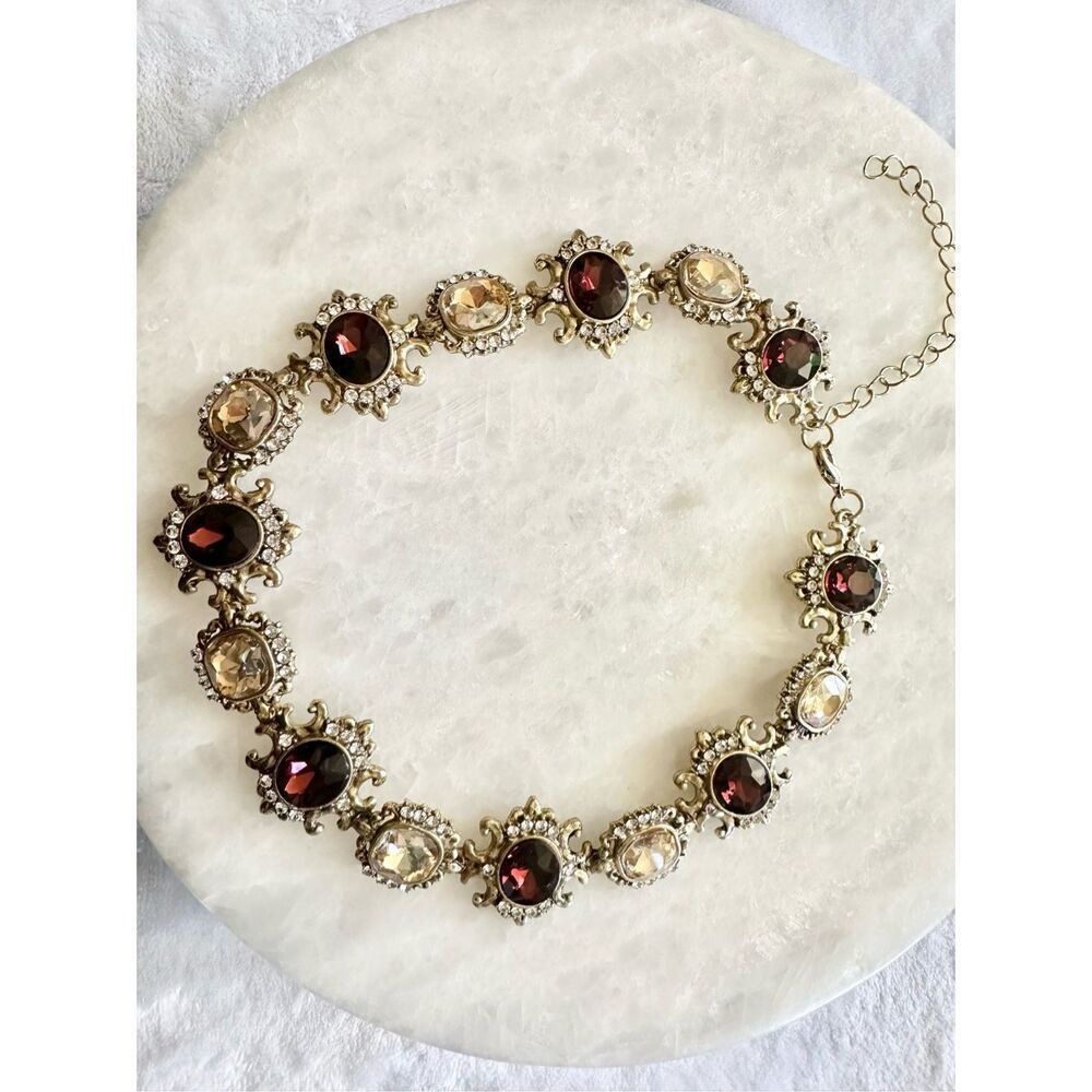Champagne and Burgundy Royal Style statement necklace